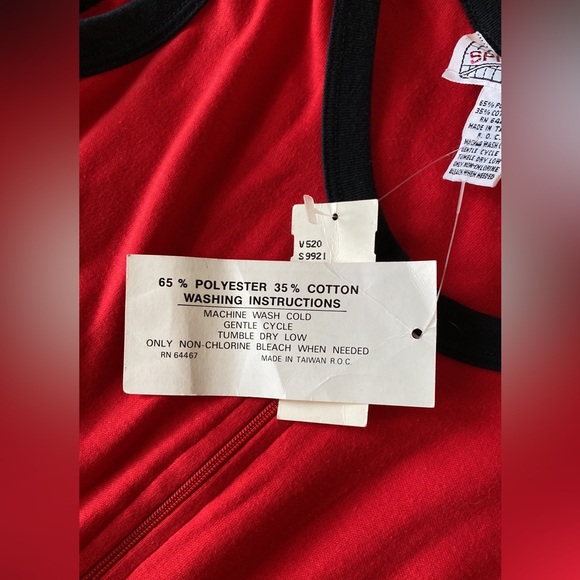 NOS VTG 80’s New Wave Red Spice of Life Knit Jumpsuit Romper Skirt Legs nwt M - Picture 7 of 7